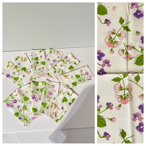 Vintage Vera Neumann Floral Napkin Cotton Linens Set Vintage MCM Flower 70s 60s - Picture 3 of 15